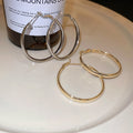 Korean Chic Metal Round Plain Hoop Earrings With Silver Needles Minimalist Geometric Ear Jewelry view 2