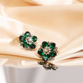 Vintage Luxury Rhinestone Crystal Flower Stud Earrings For Women With Alloy Setting Elegant Earrings view 4