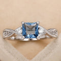 Women's Square Blue Topaz Look Zircon Ring With Elegant Fashion Design For Live Sale Jewelry view 1