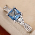 Women's Square Blue Topaz Look Zircon Ring With Elegant Fashion Design For Live Sale Jewelry view 2