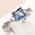 Women's Square Blue Topaz Look Zircon Ring With Elegant Fashion Design For Live Sale Jewelry view 3