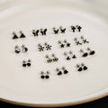 Stainless Steel Geometric Black Stud Earrings Cross Heart Oil Drip Simple Drop Earrings view 2