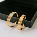 Luxury Gold Plated Alloy Multi Layer C Shape Brushed Metal Statement Hoop Stud Earrings view 2