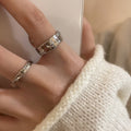 Korean Style Wrinkled Zircon Open Ring For Women view 1