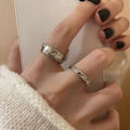 Korean Style Wrinkled Zircon Open Ring For Women view 3