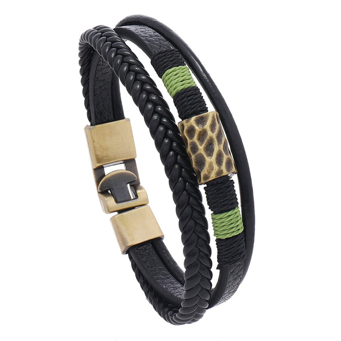 New Simple Handmade Braided Multi Layer Leather Bracelet Bohemian Vintage Wristband Accessory