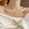 Stainless Steel Zircon Hollow Gourd Tassel Clavicle Necklace For Women view 3