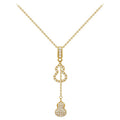 Stainless Steel Zircon Hollow Gourd Tassel Clavicle Necklace For Women view 5
