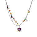 Alloy Colorful Rhinestone Heart Natural Rice Pearl Spliced Necklace Niche Fashion Collarbone Jewelry view 5