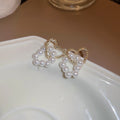 Alloy Silver Needle Pearl Flower Letter Geometric French OL Style Stud Earrings For Women view 3