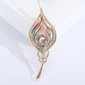 Alloy Enamel Crystal Feather Brooch For Suits And Coats view 3