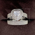 Sweet Heart Shaped Zircon Women's Engagement Ring Set, Luxury Bridal Wedding Couple Rings view 5