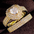 Sweet Heart Shaped Zircon Women's Engagement Ring Set, Luxury Bridal Wedding Couple Rings view 2