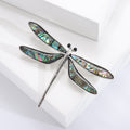 Vintage Alloy Emerald Shell Dragonfly Brooch For Suit And Coat view 2