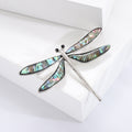 Vintage Alloy Emerald Shell Dragonfly Brooch For Suit And Coat view 3