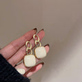 Creamy White Square Geometric Alloy Stud Earrings Minimalist Fashion OL Style For Women view 3