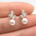 Fashion Maple Leaf Faux Pearl Stud Earrings For Women, Teardrop Zircon Street Style Jewelry view 3