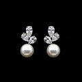 Fashion Maple Leaf Faux Pearl Stud Earrings For Women, Teardrop Zircon Street Style Jewelry view 2