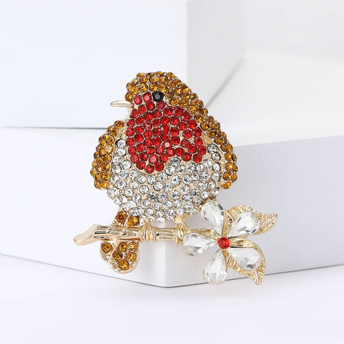 Alloy Full Rhinestone Bird Brooch For Women Suit And Coat