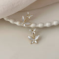 Alloy Silver Needle Butterfly Bow Stud Earrings Lightweight Enamel Two-Way Fashion OL Design view 4