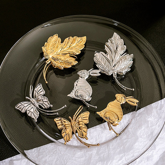 Elegant Alloy Metal Leaf Rabbit Butterfly Maple Ear Cuff Clip On No Piercing Statement Earrings