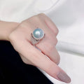 Baroque Luxury Ring For Women, Full Paved Zircon Sparkling Imitation Pearl Statement Jewelry view 4
