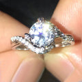 High Sparkle Zircon Wedding Ring For Women Copper Platinum Color Plated Bridal Finger Jewelry view 1