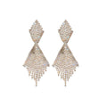 Copper Rhinestone Claw Chain Tassel Long Drop Earrings, French Vintage Geometric Statement Style view 5