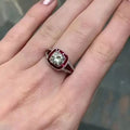 Simulated Ruby Gemstone Ring For Women, Pave Zircon European Color Stone Finger Jewelry view 2