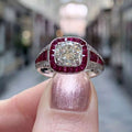 Simulated Ruby Gemstone Ring For Women, Pave Zircon European Color Stone Finger Jewelry view 1