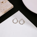 Vintage Silver Alloy Small Hoop Huggie With Round Bead Spring Knot Detail Minimalist Women Earrings view 4