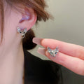 Alloy Cat Stud Earrings With Silver Pins, Minimalist Trendy Creative Animal Jewelry view 4