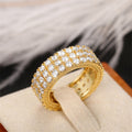 European Light Luxury Full Zircon Men's Ring, Street Punk Hip Hop Couple Band Ring view 3