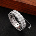 European Light Luxury Full Zircon Men's Ring, Street Punk Hip Hop Couple Band Ring view 4