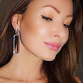 Trendy Geometric Square Crystal Long Drop Earrings Korean Style Slimming Dangle Ear Jewelry view 1
