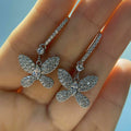 Sweet Full Rhinestone Bow Drop Earrings For Women, Sparkling Butterfly Dangle Ear Jewelry view 1