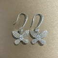 Sweet Full Rhinestone Bow Drop Earrings For Women, Sparkling Butterfly Dangle Ear Jewelry view 3