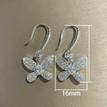 Sweet Full Rhinestone Bow Drop Earrings For Women, Sparkling Butterfly Dangle Ear Jewelry view 5