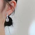 Light Luxury Geometric Square Micro Paved Full Zircon Drop Earrings, Sparkling Fashion Jewelry view 3