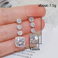 Light Luxury Geometric Square Micro Paved Full Zircon Drop Earrings, Sparkling Fashion Jewelry view 5