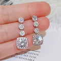 Light Luxury Geometric Square Micro Paved Full Zircon Drop Earrings, Sparkling Fashion Jewelry view 1