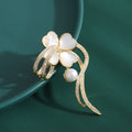 Copper Zircon Shell Clover Brooch Pin For Anti Exposure Styling view 2