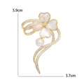 Copper Zircon Shell Clover Brooch Pin For Anti Exposure Styling view 5