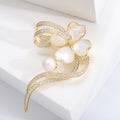 Copper Zircon Shell Clover Brooch Pin For Anti Exposure Styling view 4