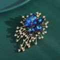 Copper Zircon Crystal Flower Brooch Pin For Elegant Suit Accessories view 3