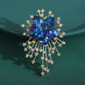 Copper Zircon Crystal Flower Brooch Pin For Elegant Suit Accessories view 1