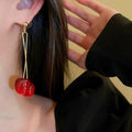 Chic Alloy Cherry Drop Earrings With Silver Needle, Fresh Fruit Dangle Earrings For Women view 3
