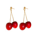 Chic Alloy Cherry Drop Earrings With Silver Needle, Fresh Fruit Dangle Earrings For Women view 5