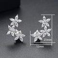 Classic Vintage Full Pave AAA Marquise Zircon Five Petal Flower Stud Earrings For Women view 5