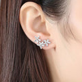 Classic Vintage Full Pave AAA Marquise Zircon Five Petal Flower Stud Earrings For Women view 2